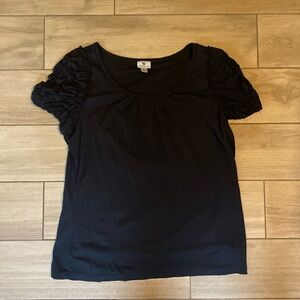 Black with ruffled short sleeves